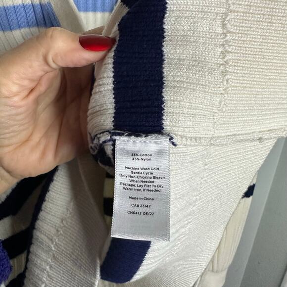 Talbots V-NECK CARDIGAN SWEATER BRETON STRIPE XL - Picture 6 of 9